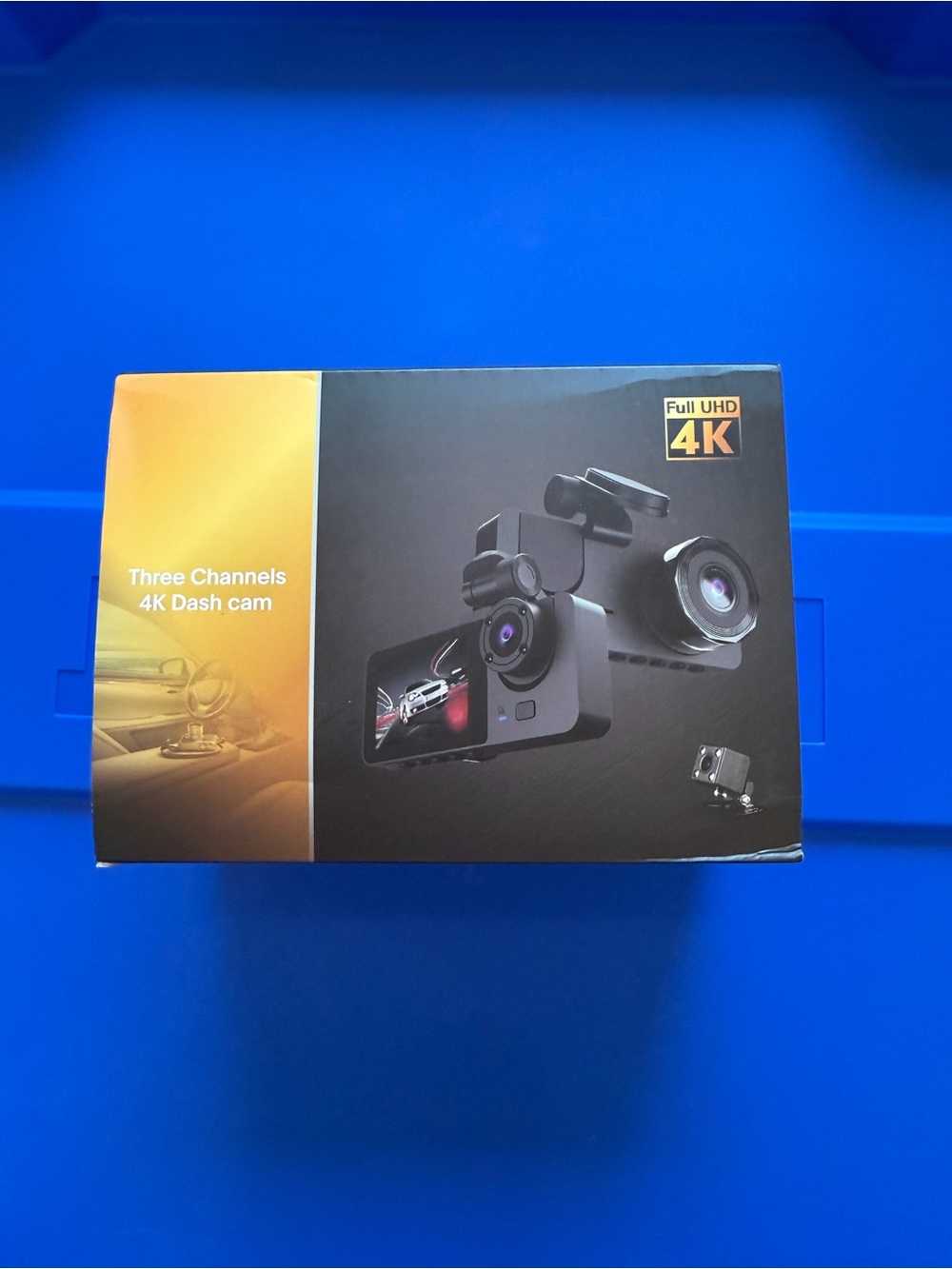 3-Channel 4K Dash Cam - Black with Gold Accent
